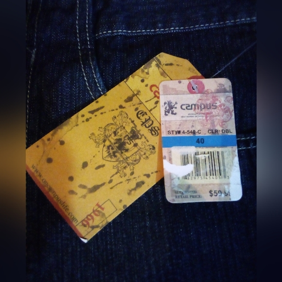 Campus Ivy League Crest Pockets Embroidered Denim Jeans Pants Men's 40/32 Blue - Picture 9 of 13